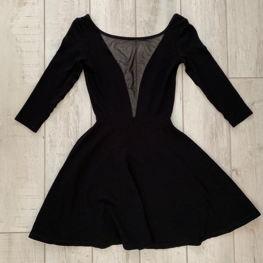 American Apparel black mesh plunge dress